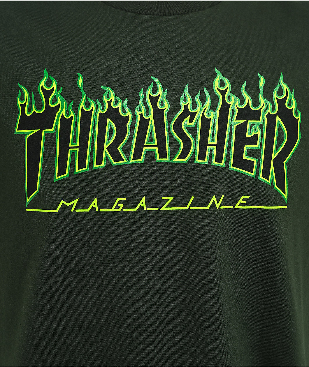 Thrasher Flame Logo Green T-Shirt