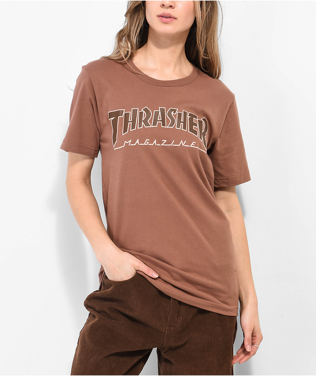 Thrasher Outlined Brown T-Shirt