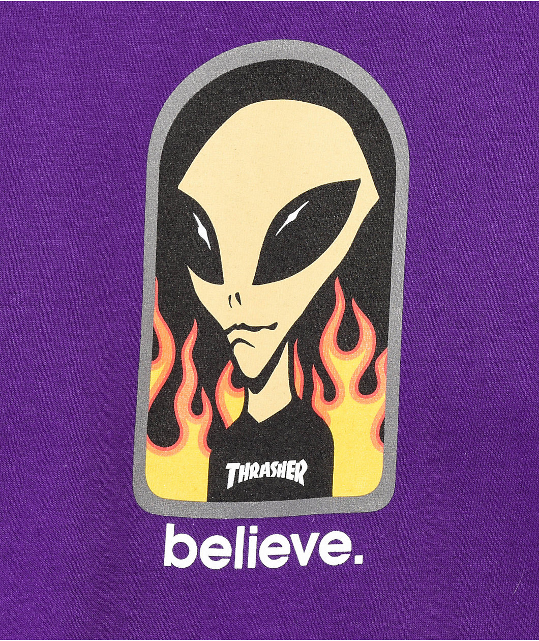 Thrasher x Alien Workshop Believe Purple T-Shirt