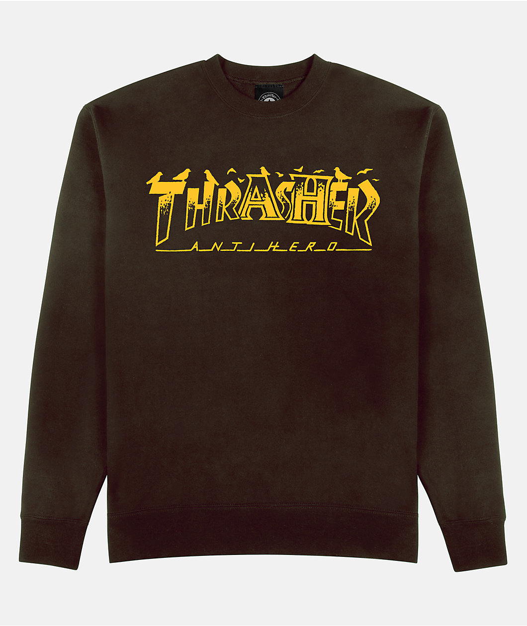 Thrasher x Anti-Hero Pigeon Mag Dark Brown Crewneck Sweatshirt