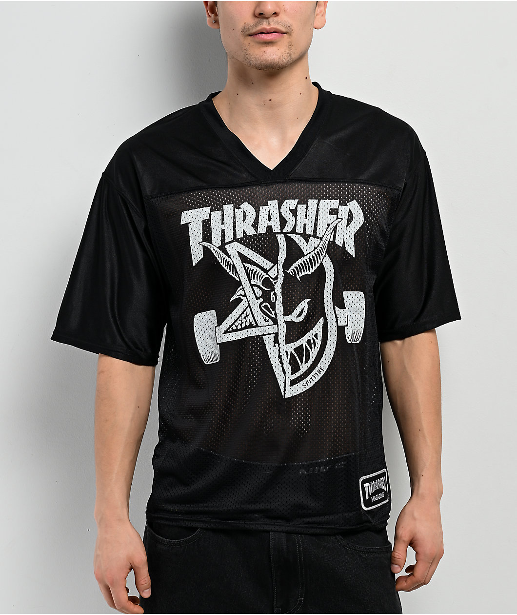 Thrasher x Spitfire Thrash & Burn Black Football Jersey