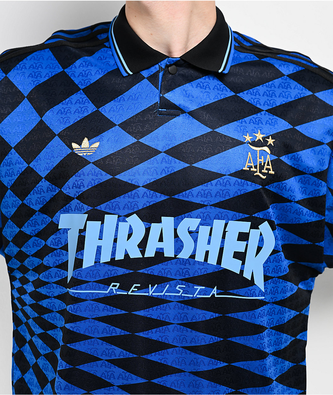 Thrasher x adidas x AFA Blue & Black Soccer Jersey