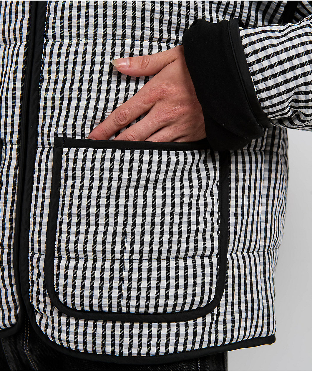 Thread & Supply Black Gingham Quilted Jacket