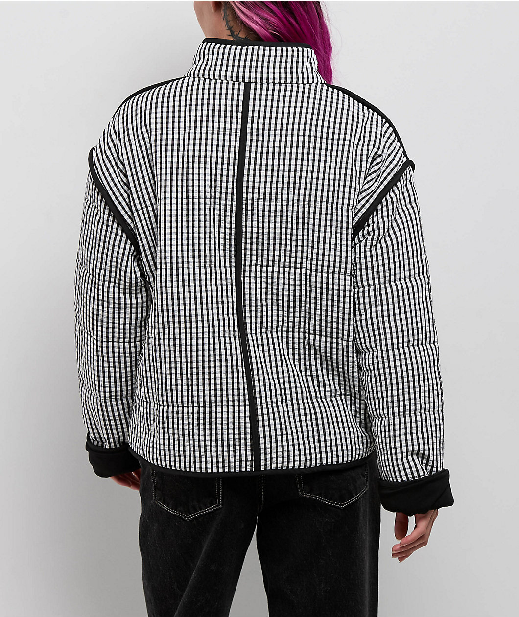 Thread & Supply Black Gingham Quilted Jacket