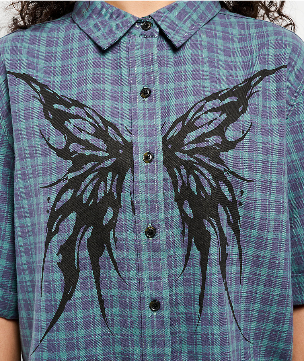 Thread & Supply Butterfly Green Short Sleeve Button Up Shirt
