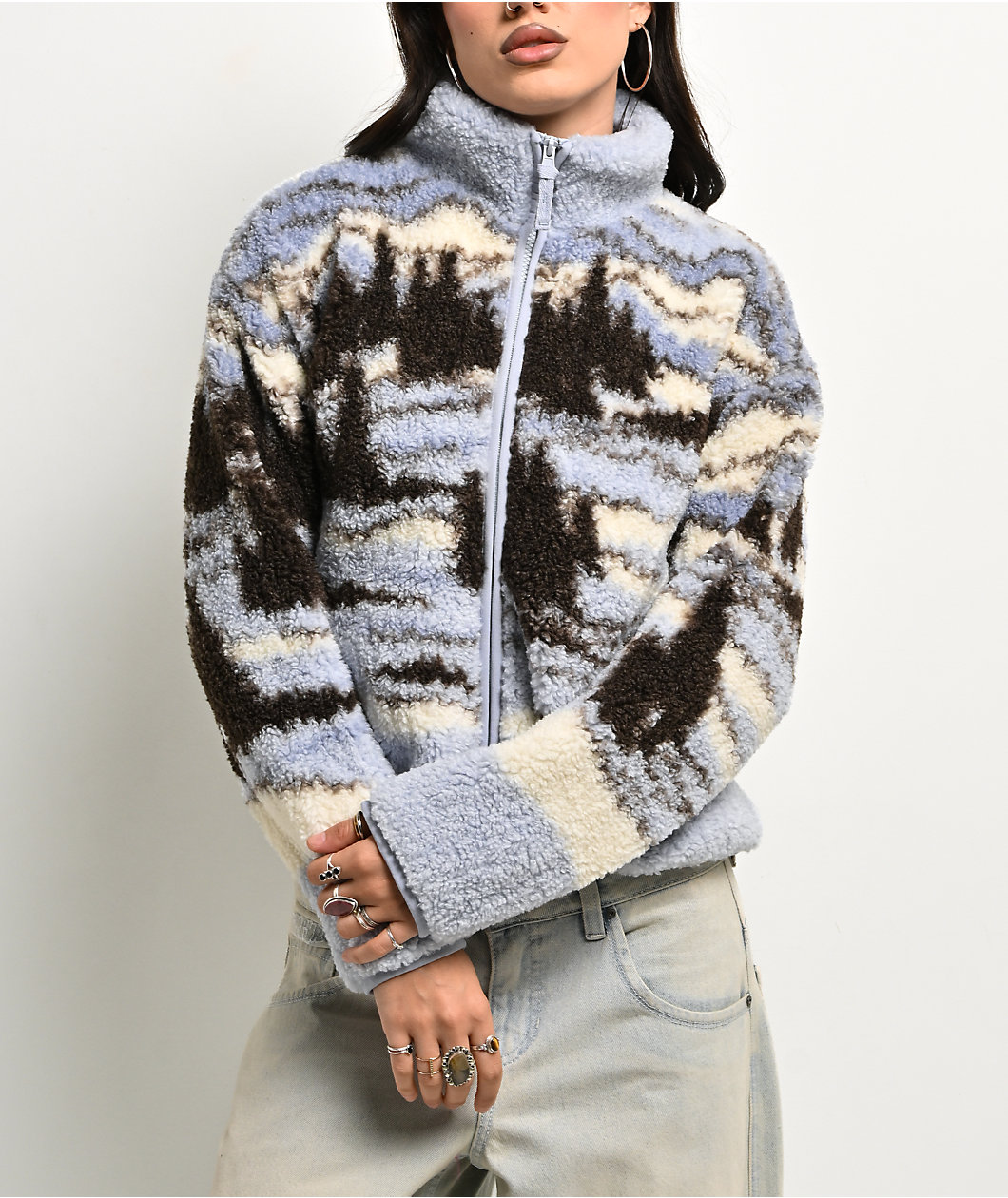 Thread & Supply Ice Mountain Blue & White Sherpa Jacket