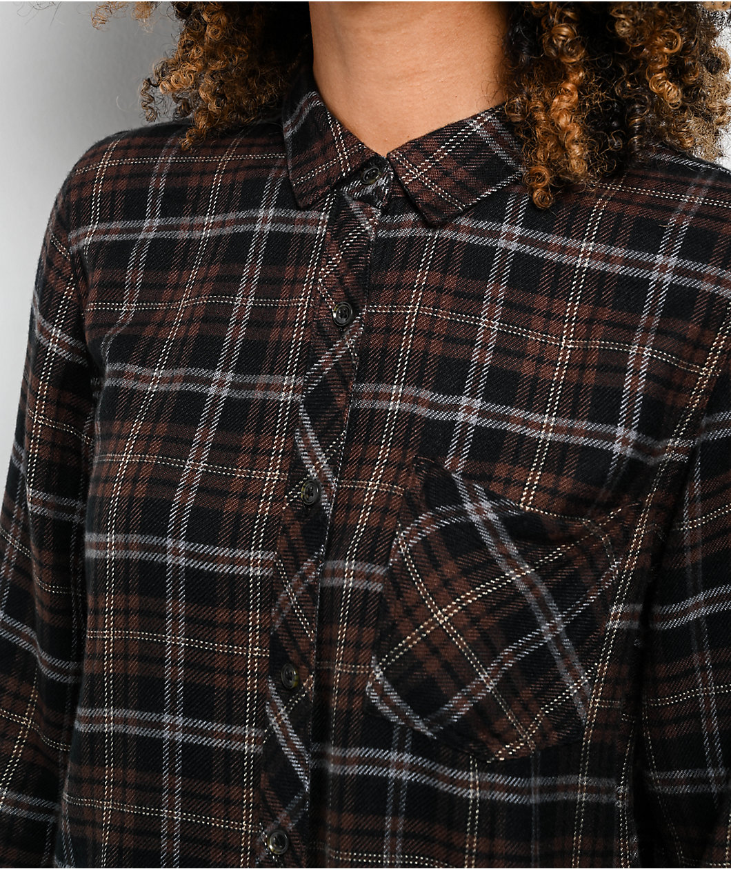 Thread & Supply Orion Brown & Black Plaid Long Sleeve Flannel Shirt