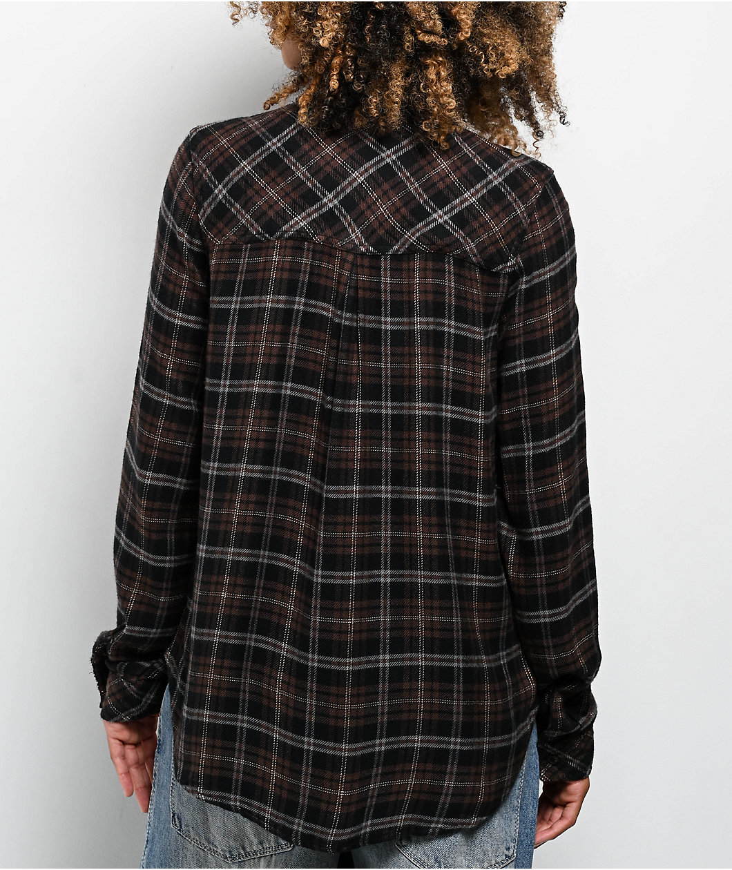 Thread & Supply Orion Brown & Black Plaid Long Sleeve Flannel Shirt