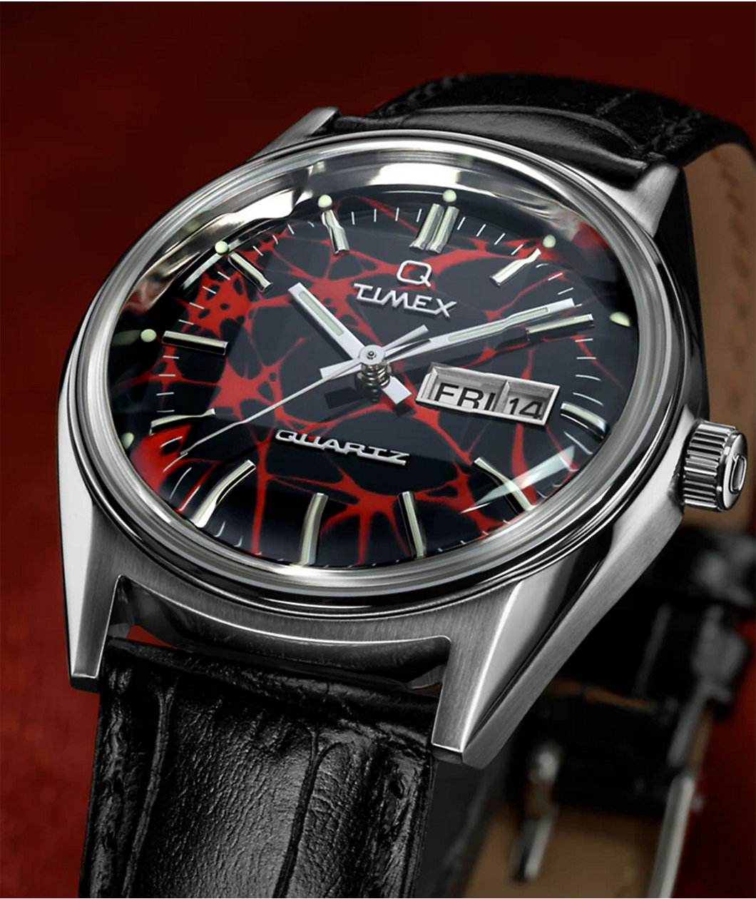 Timex Vega Reissue Black Crocodile & Red Analog Watch