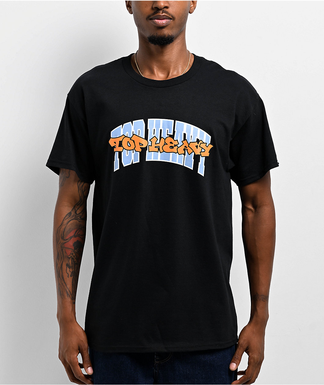 Top Heavy Double Up Black T-Shirt