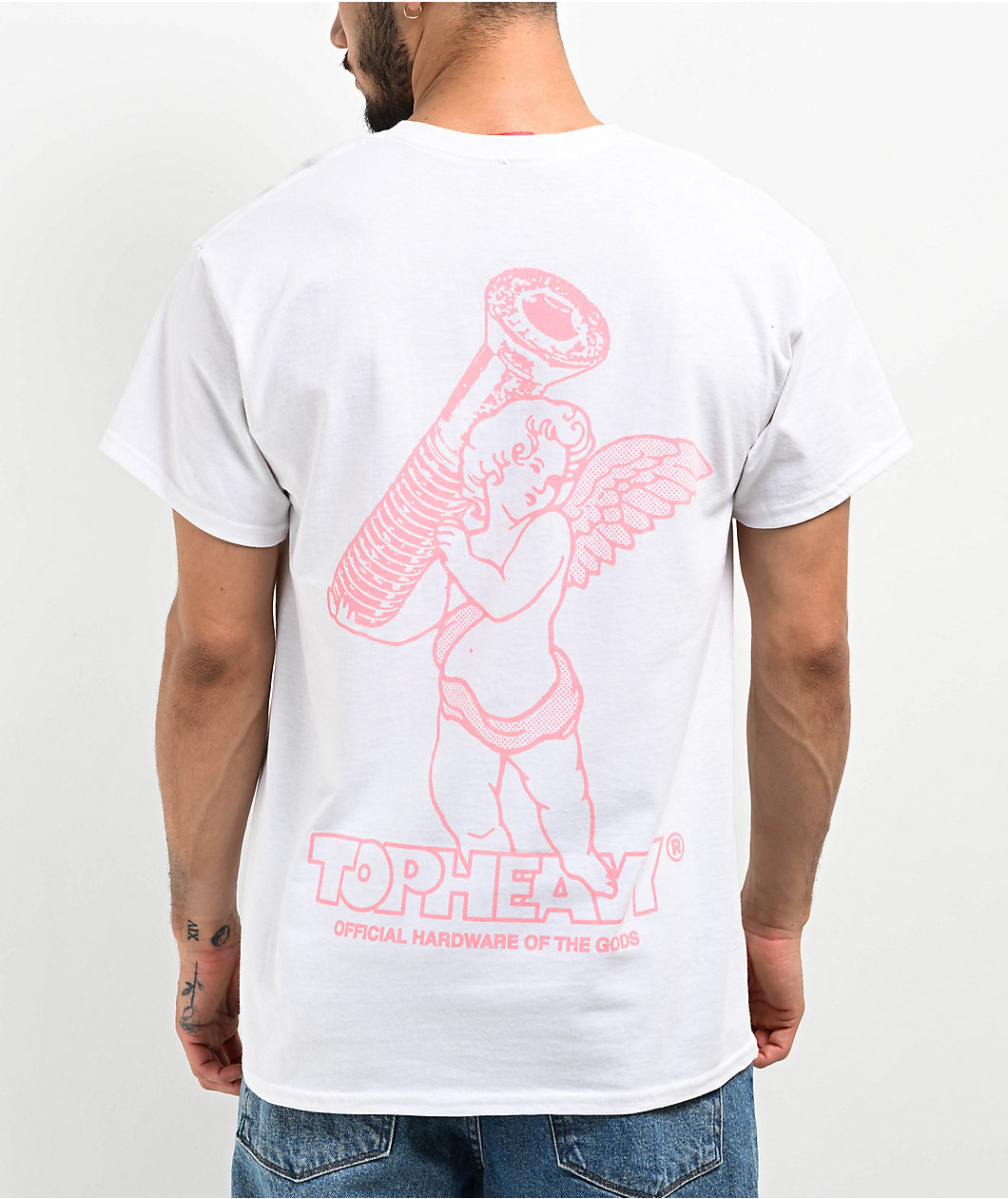 Top Heavy Hardware Of The Gods White T-Shirt