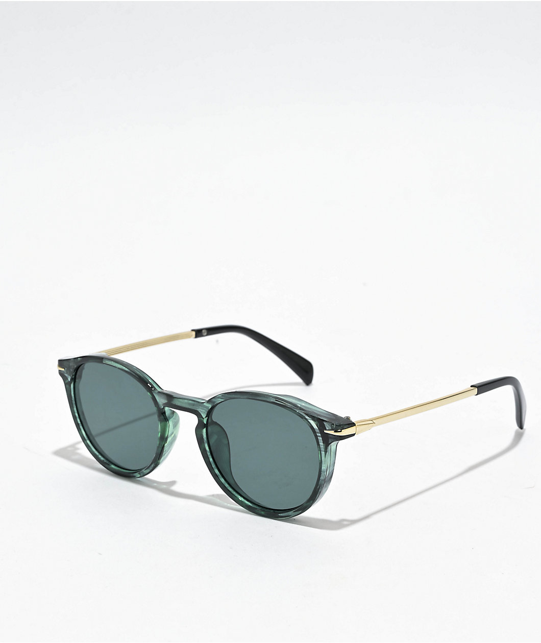 Transparent Green Round Sunglasses