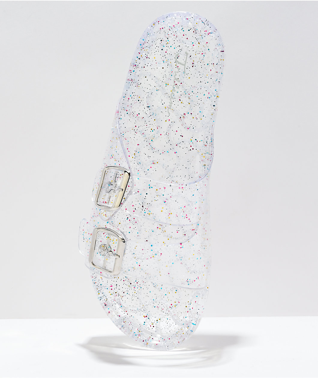 Trillium Amar Clear Glitter Slide Sandals