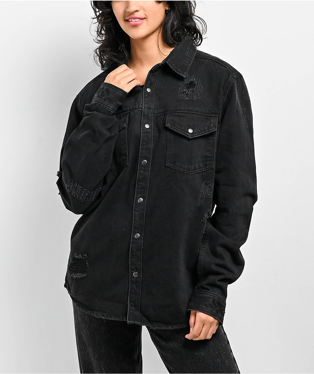 Trio Urban Worry Less Black Denim Jacket