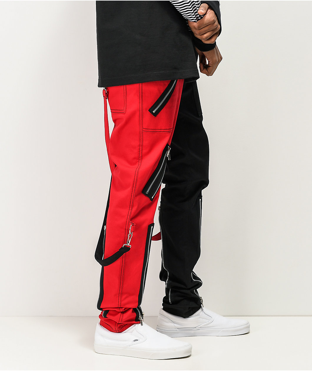 Tripp NYC Split Red & Black Bondage Pants