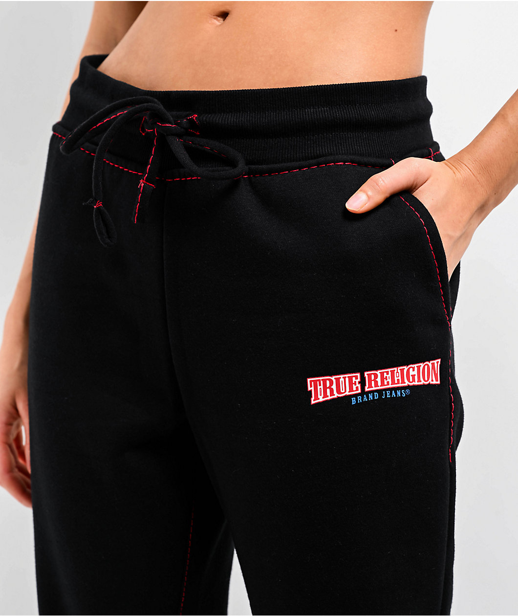 True Religion Anniversary Big T Black Bootcut Sweatpants