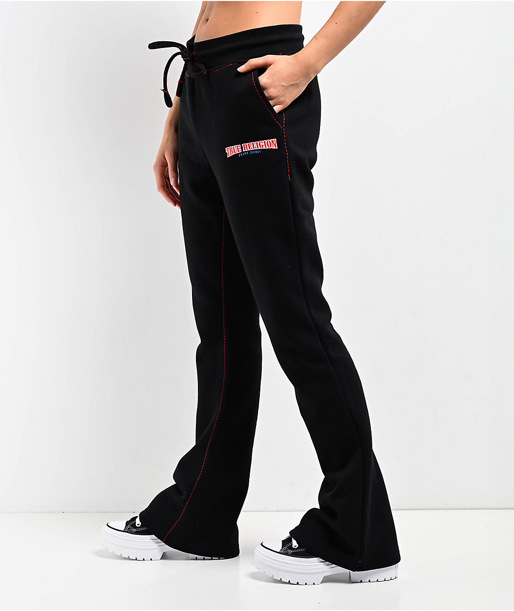 True Religion Anniversary Big T Black Bootcut Sweatpants