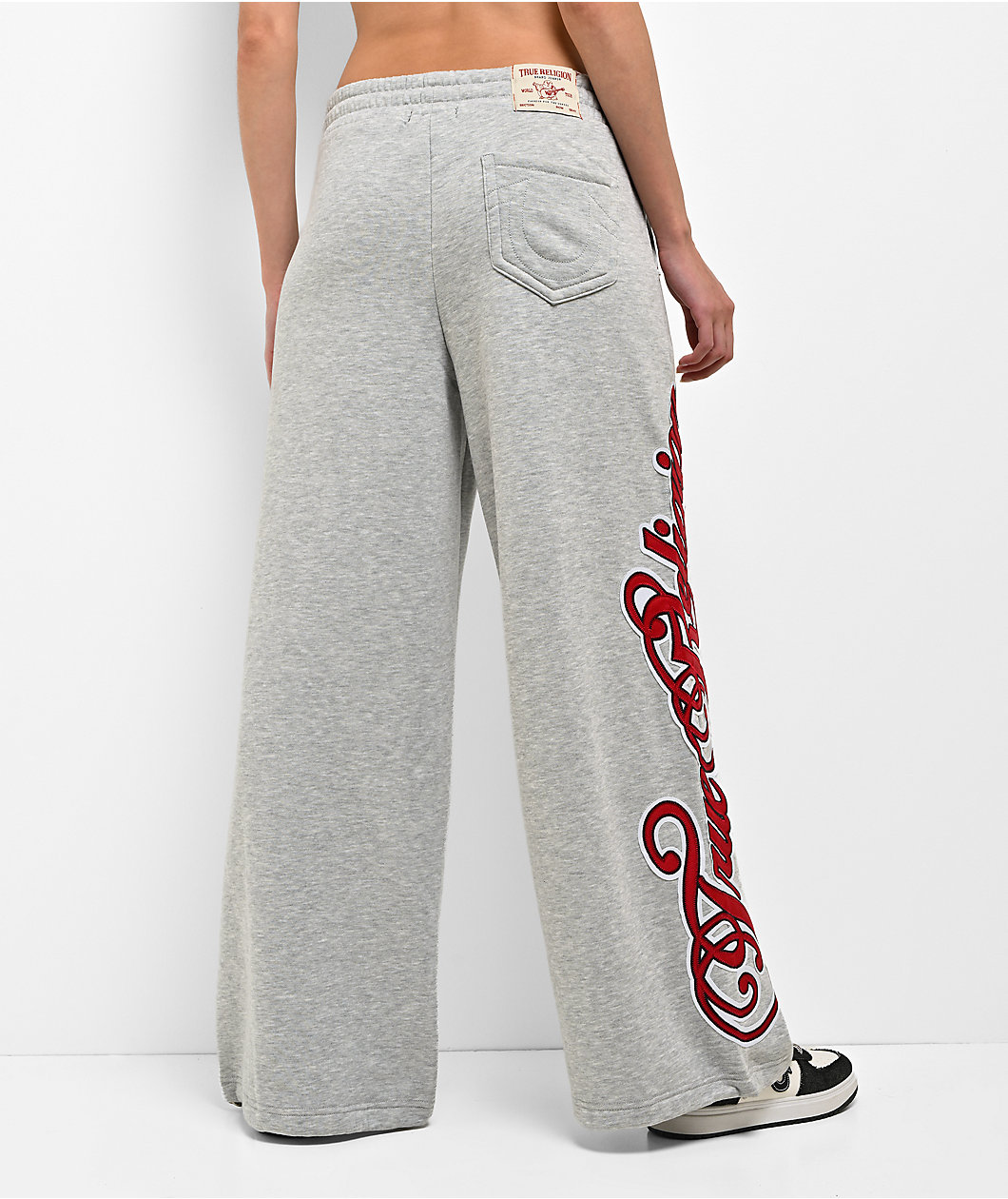 True Religion Applique Grey Wide Leg Sweatpants