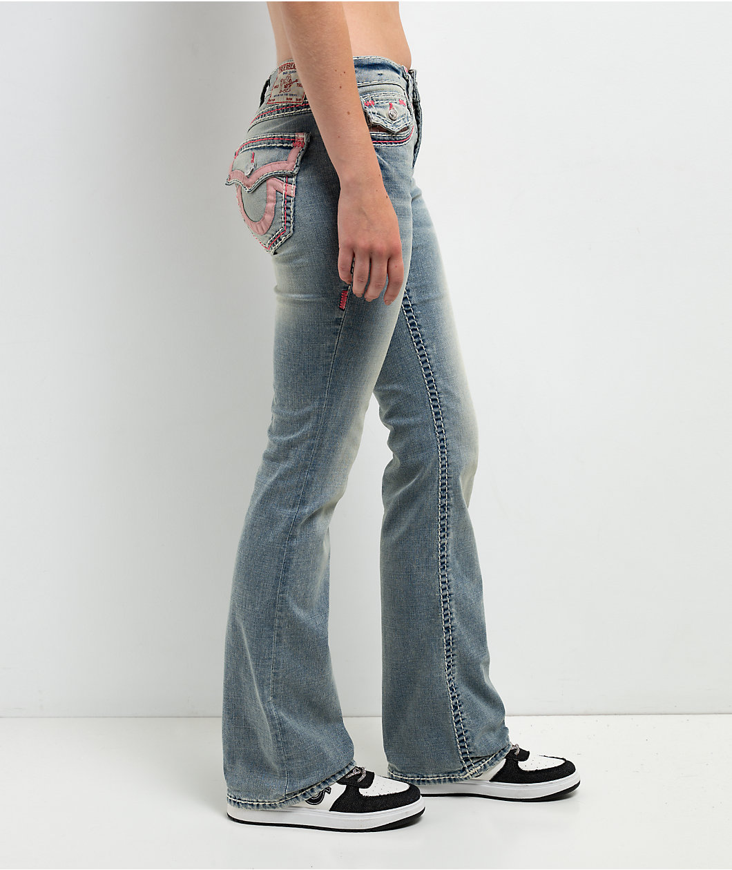 True Religion Becca Super T Applique Petal Bloom Bootcut Jeans