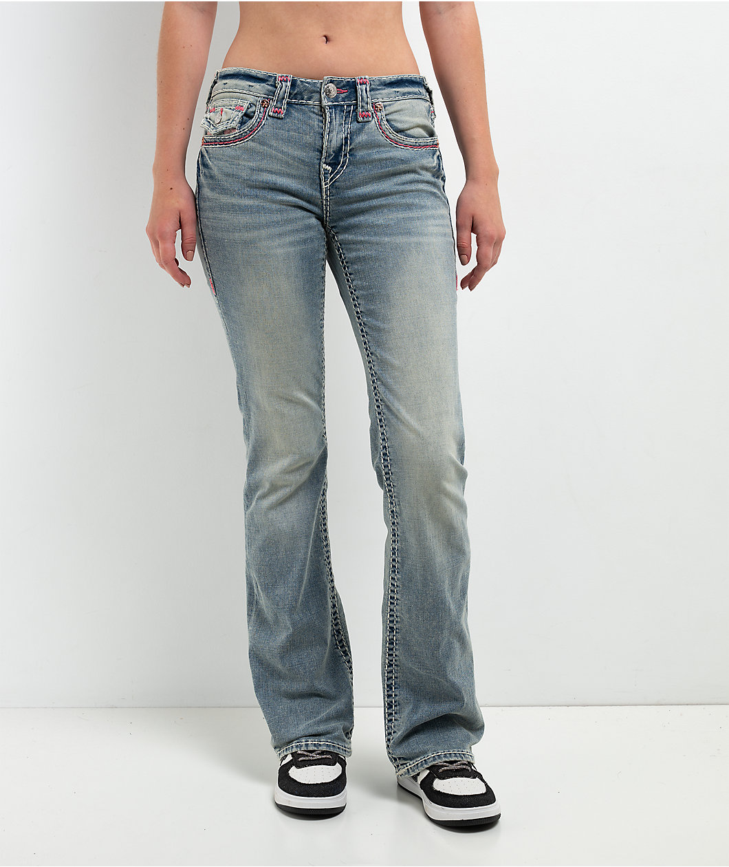 True Religion Becca Super T Applique Petal Bloom Bootcut Jeans