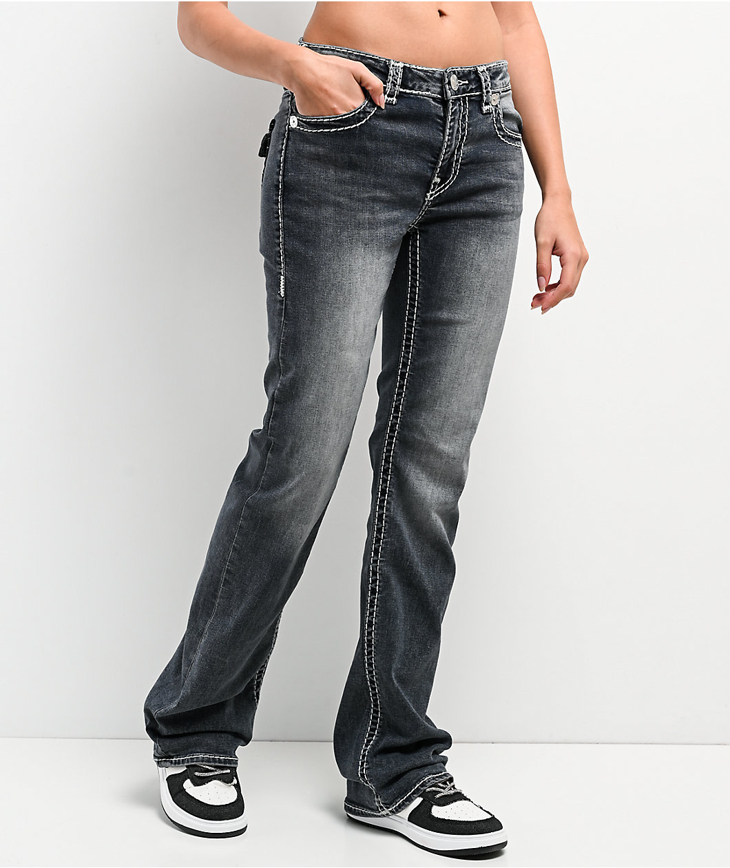 True Religion Becca Super T Blue Wash Mid Rise Bootcut Jeans