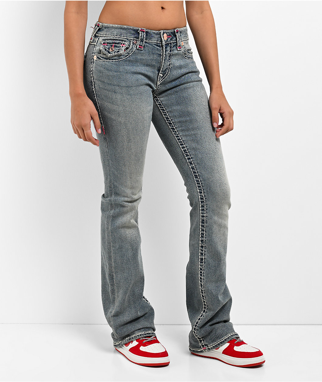 True Religion Becca Super T Cherry Pockets Mid Rise Bootcut Jeans
