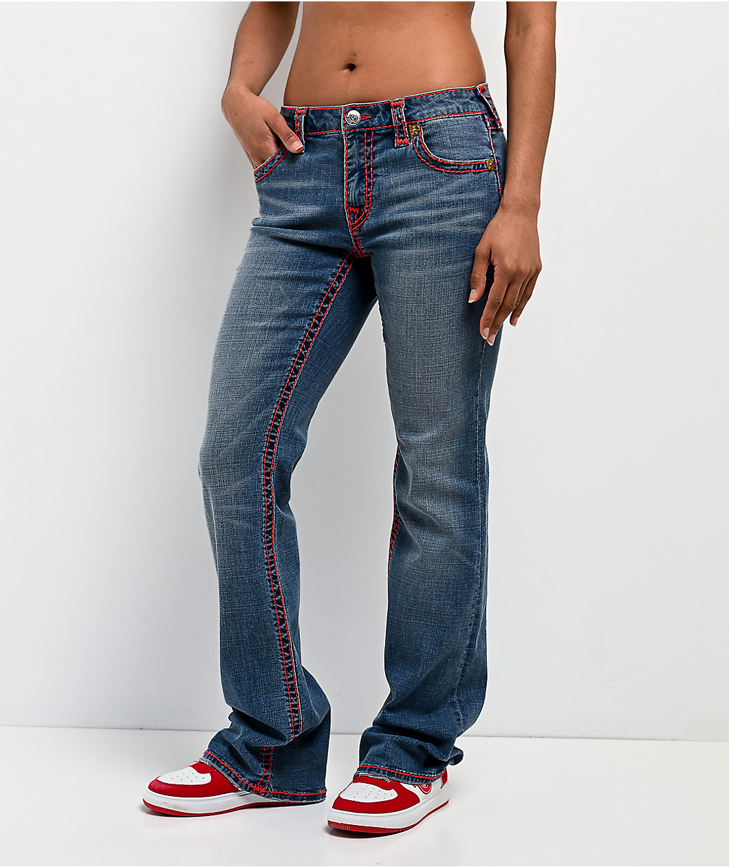 True Religion Becca Super T Laguna Tide Mid Rise Bootcut Jeans