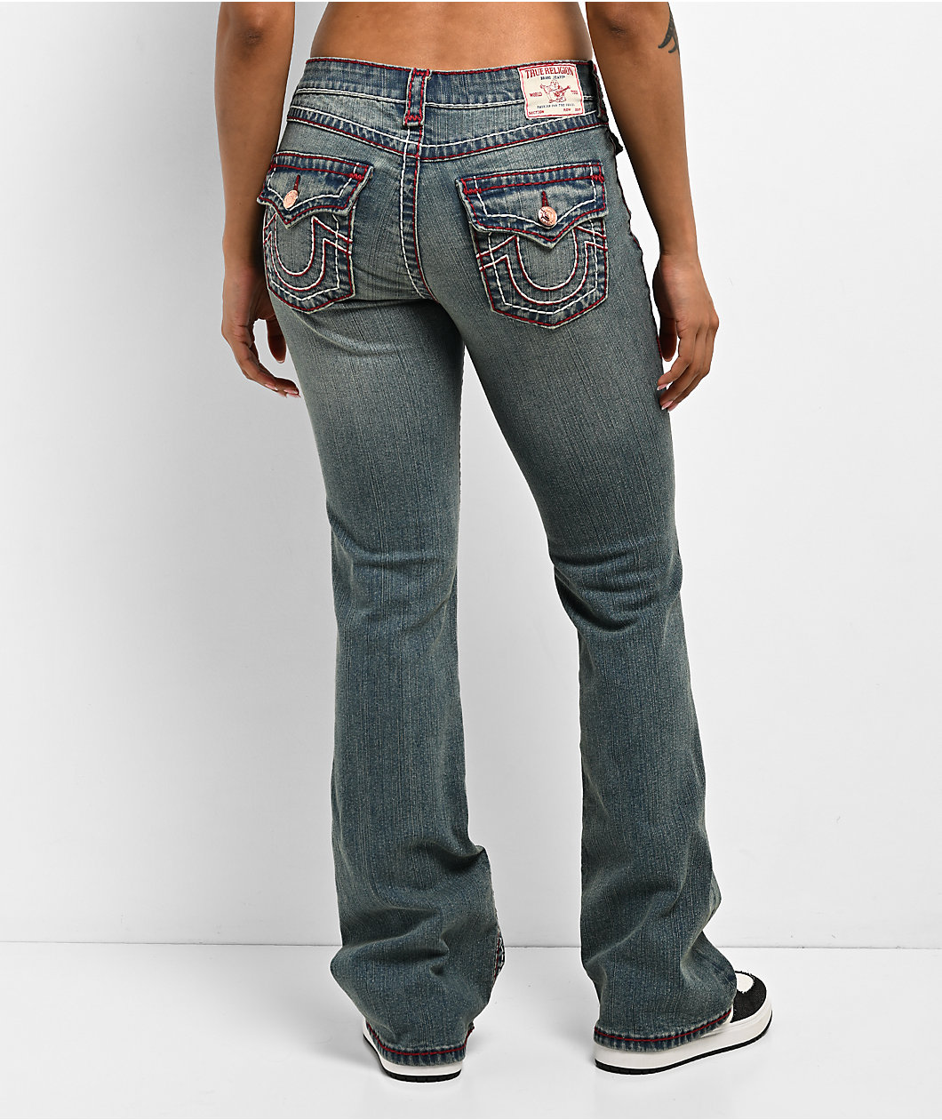 True Religion Becca Super T Mid Rise Blue Wash Bootcut Jeans