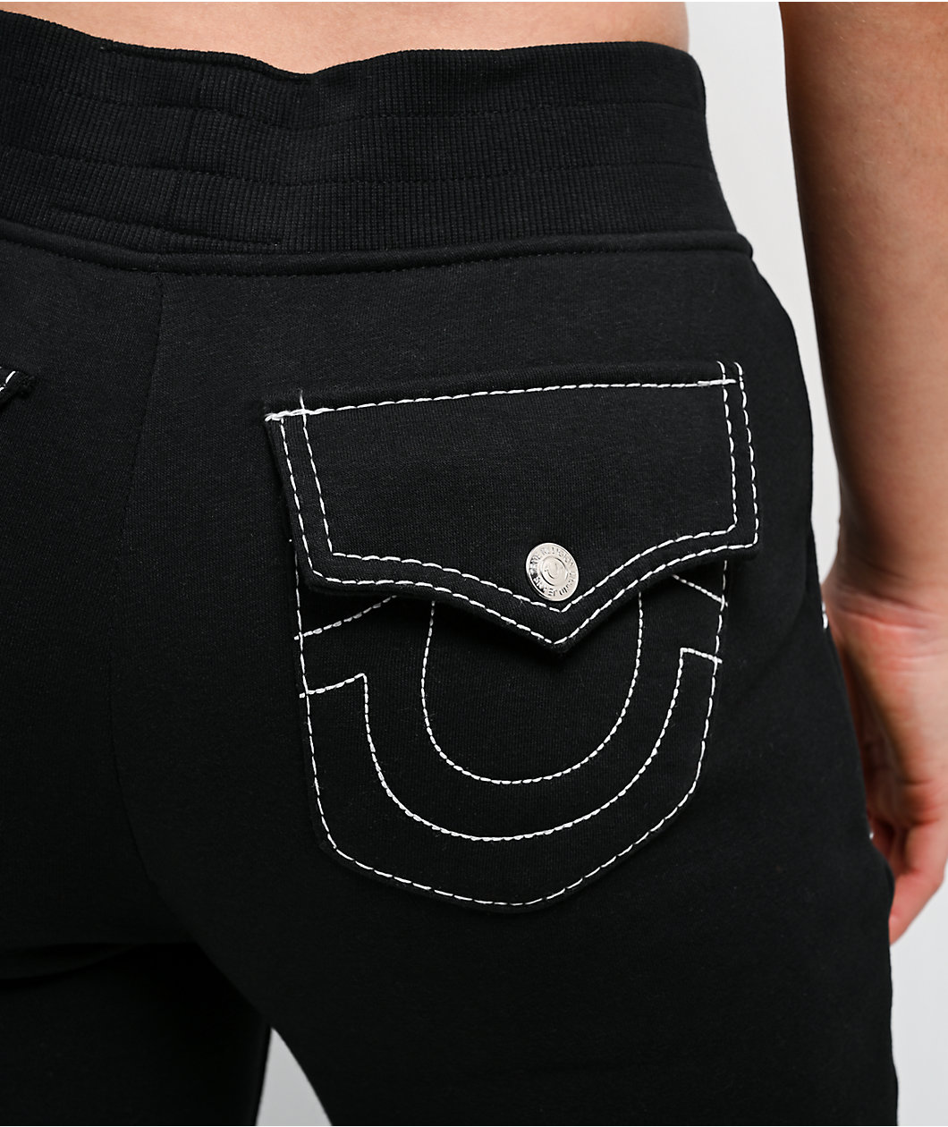 True Religion Big T Black Flare Sweatpants