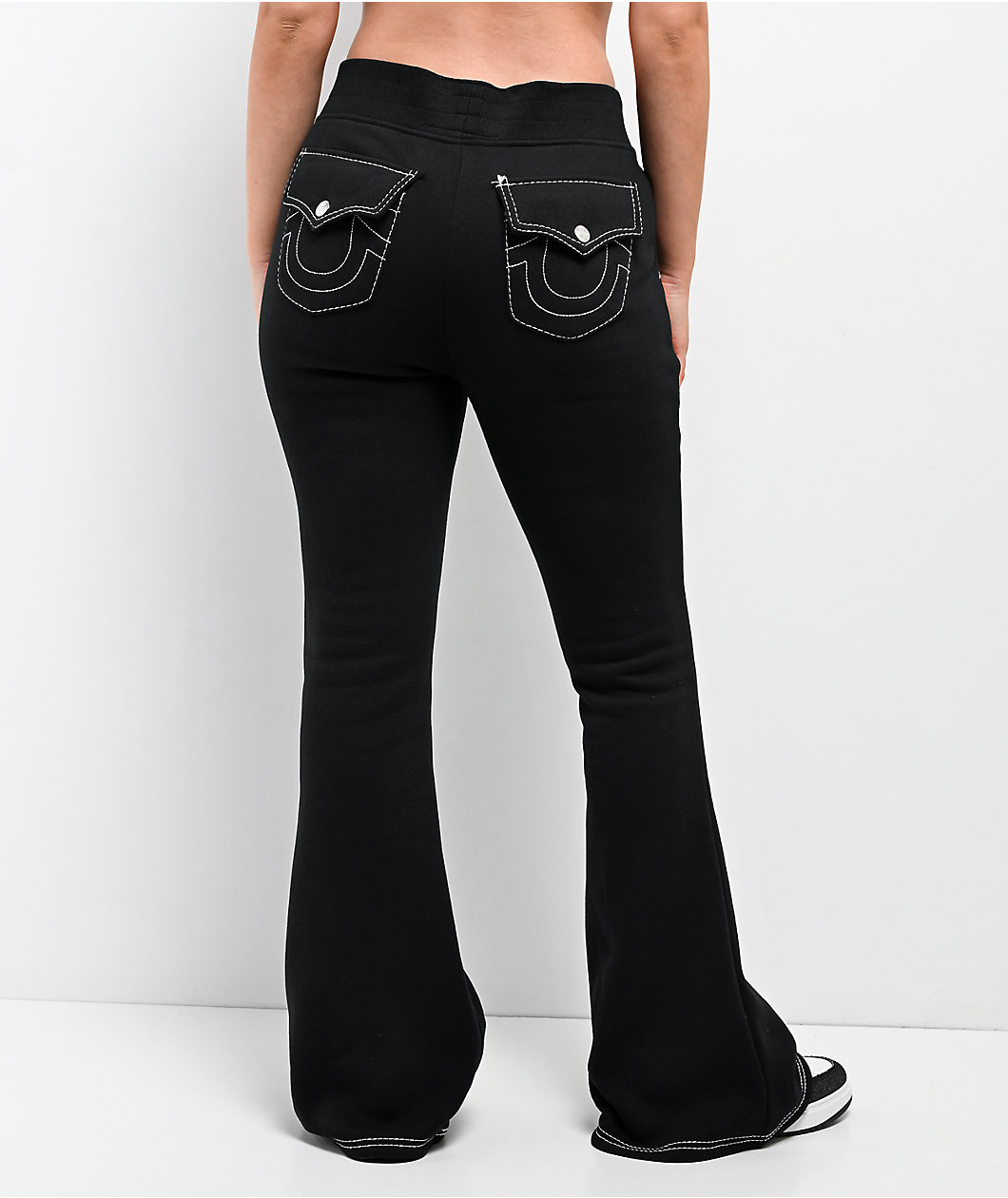 True Religion Big T Black Flare Sweatpants