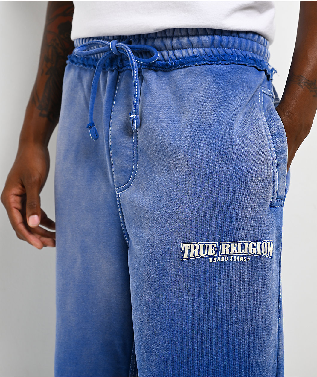 True Religion Big T Blue Wash Baggy Sweatpants