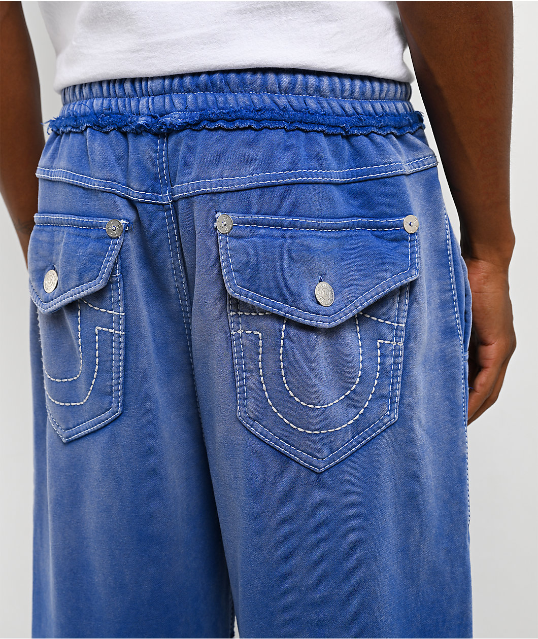 True Religion Big T Blue Wash Baggy Sweatpants