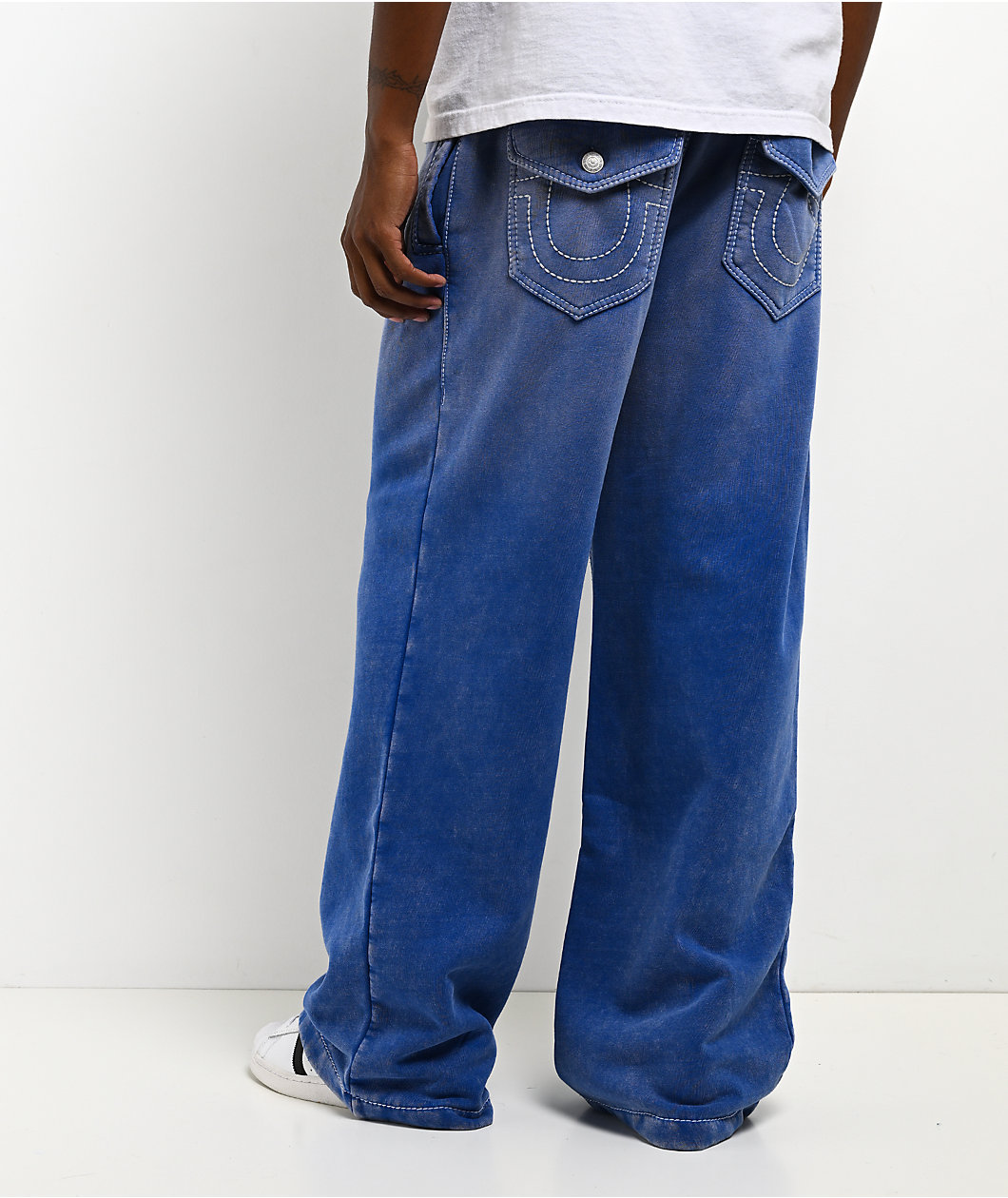 True Religion Big T Blue Wash Baggy Sweatpants