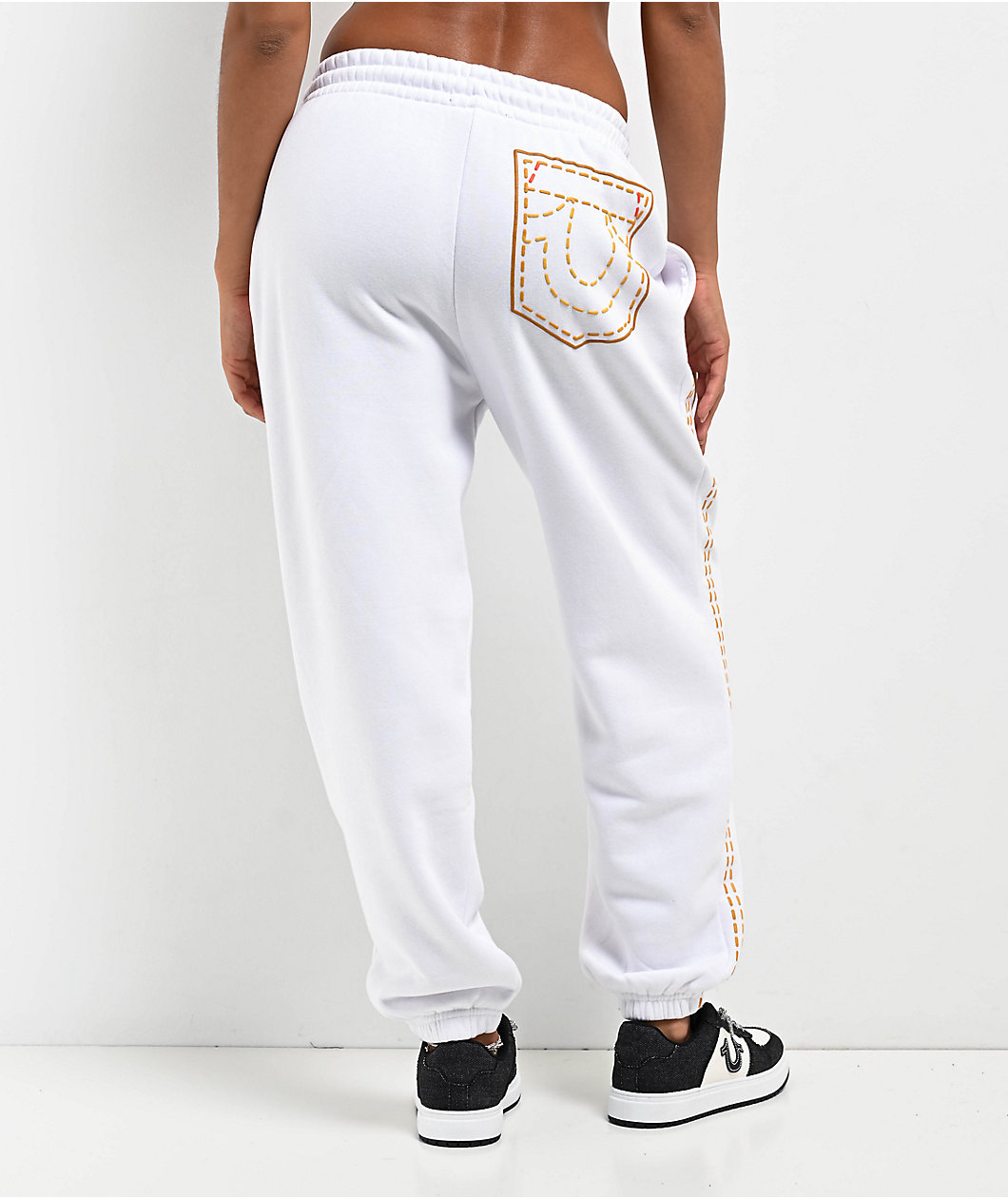 True Religion Big T Boyfriend White Jogger Sweatpants