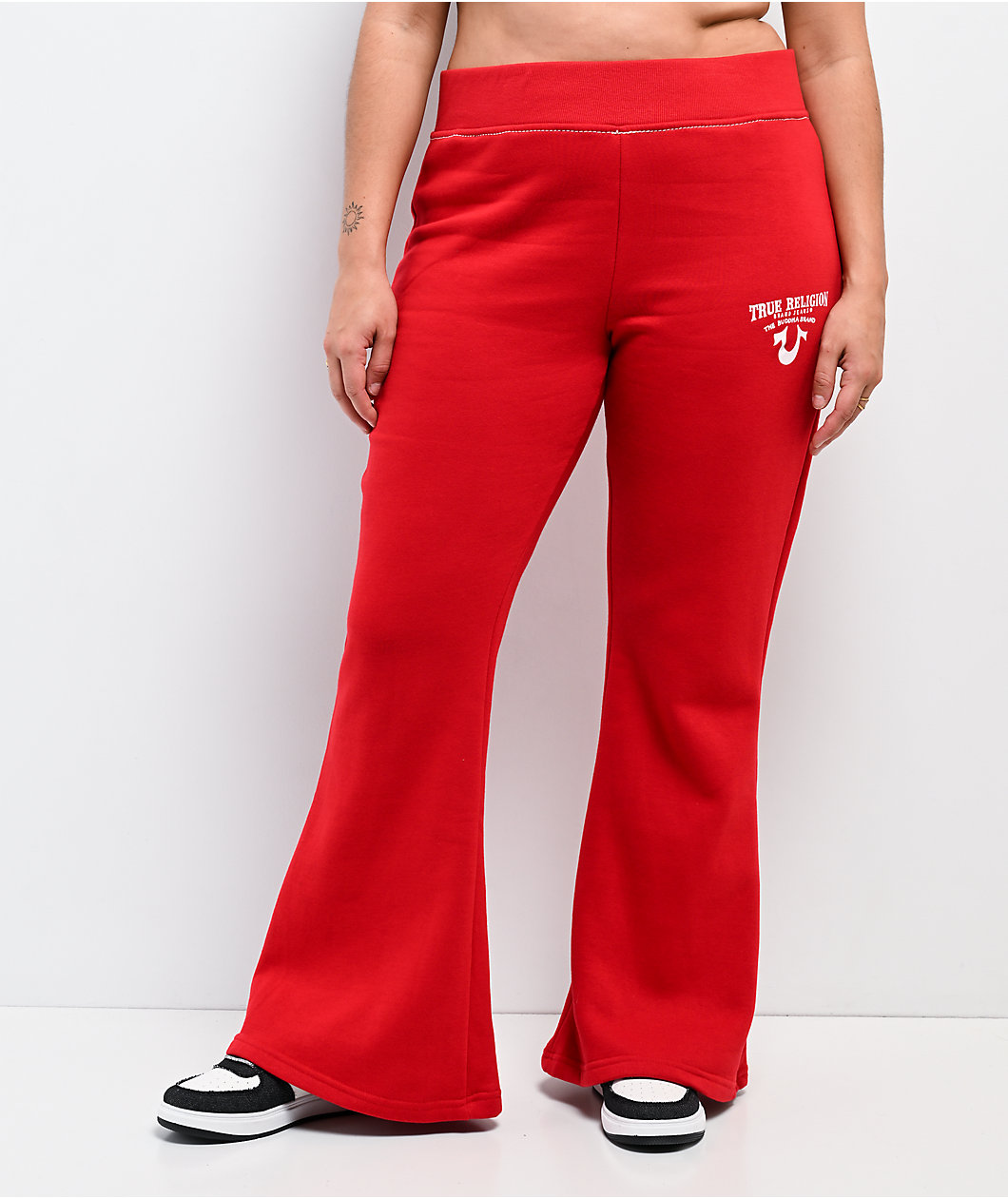 True Religion Big T Crystal Wing Barbados Cherry Flare Sweatpants
