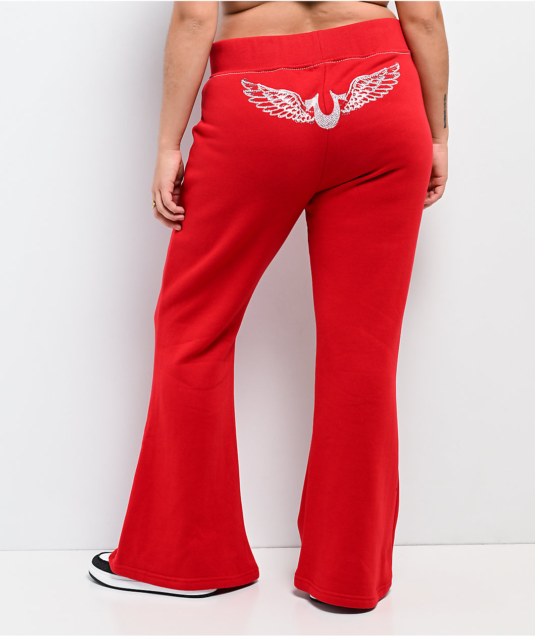 True Religion Big T Crystal Wing Barbados Cherry Flare Sweatpants