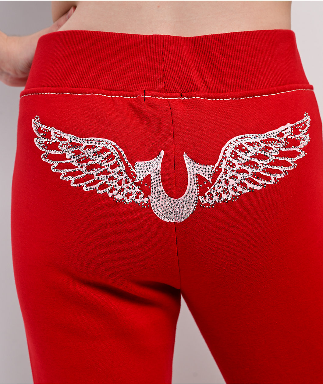 True Religion Big T Crystal Wing Barbados Cherry Flare Sweatpants
