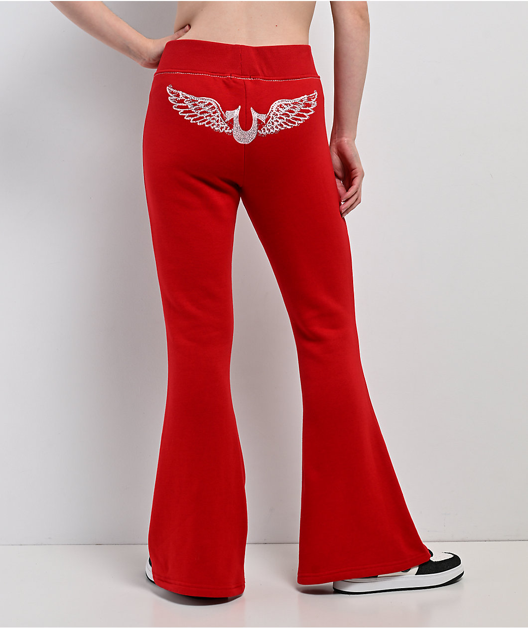True Religion Big T Crystal Wing Barbados Cherry Flare Sweatpants