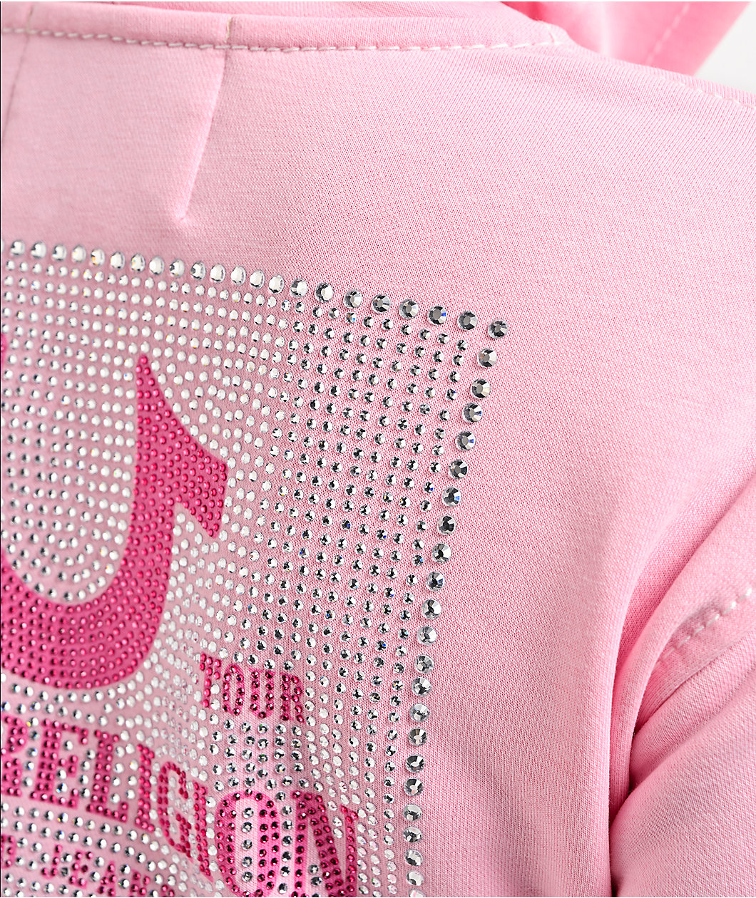 True Religion Big T High Waistband Pink Crop Zip Hoodie
