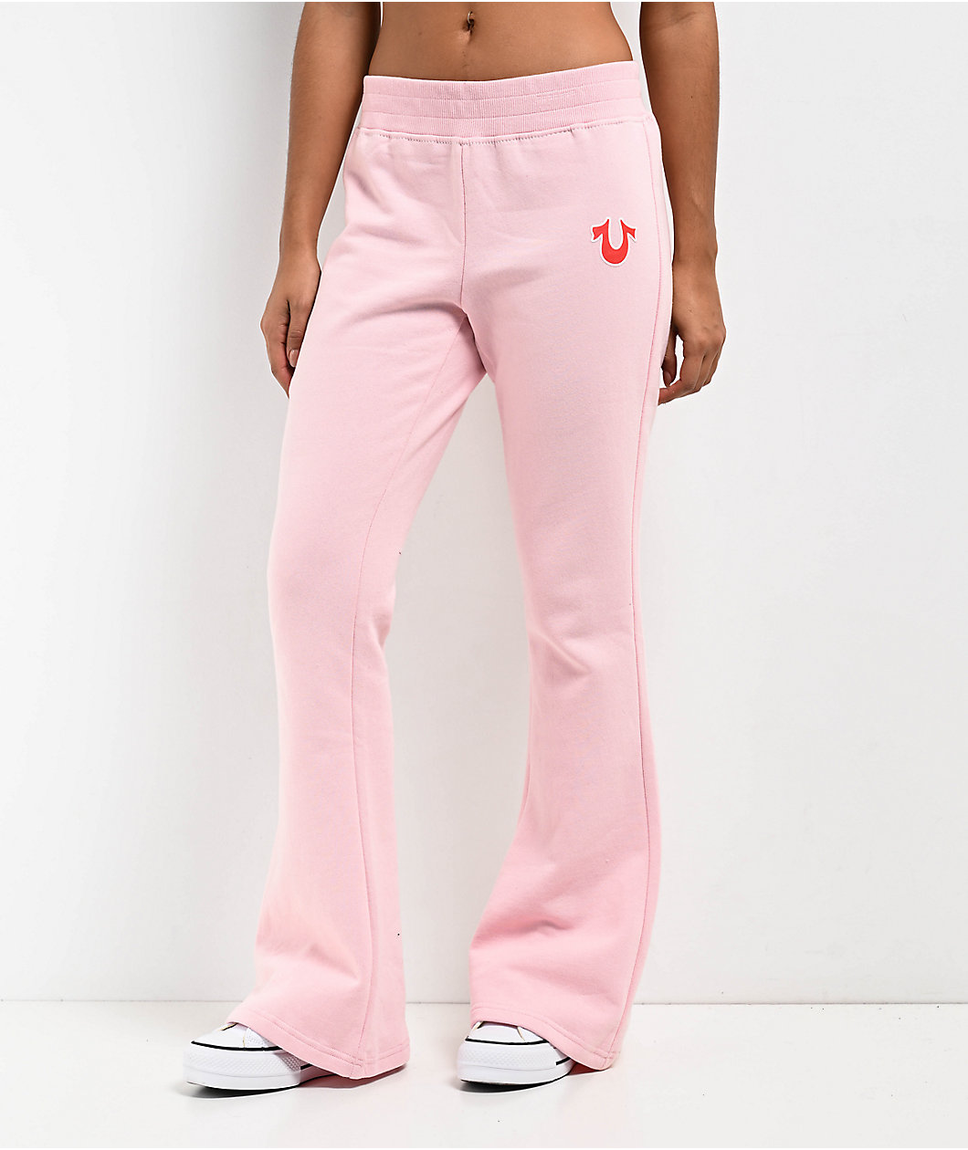 True Religion Big T Pink Low Rise Flare Jogger Sweatpants