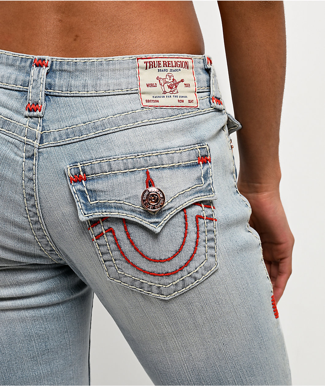 True Religion Billie Super T Misson Sky Mid Rise Jeans