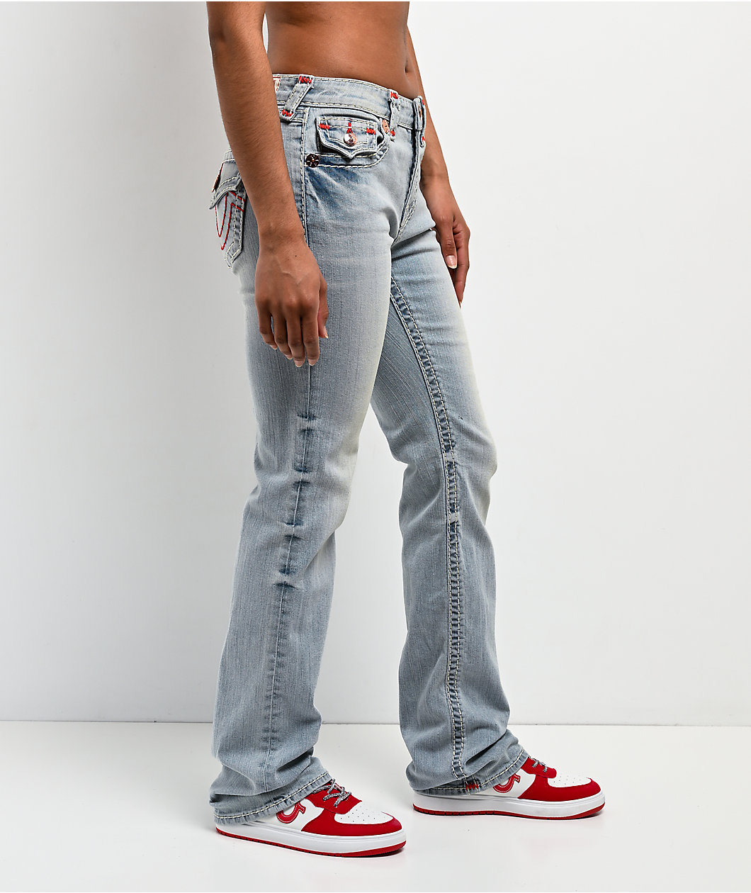 True Religion Billie Super T Misson Sky Mid Rise Jeans