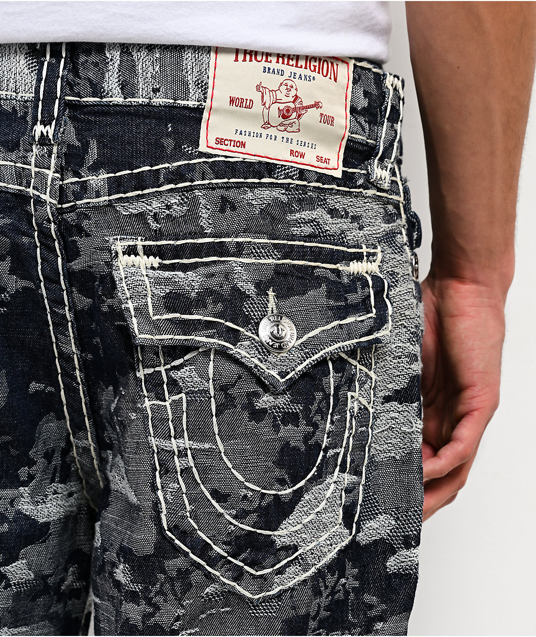 True Religion Billy Jacquard Stacked Body Wash Bootcut Jeans