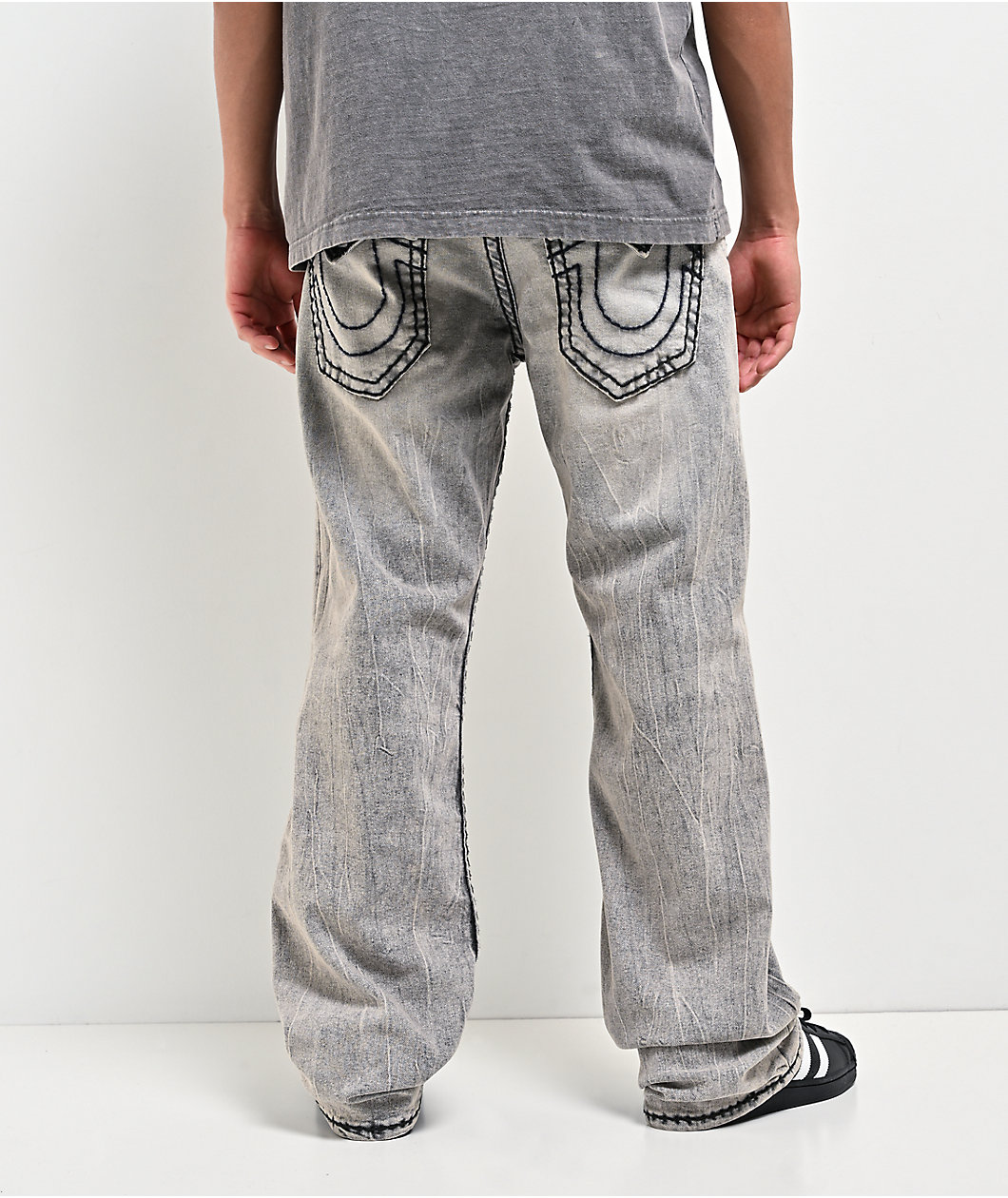 True Religion Billy Super T Flap Gravel Root Grey Wash Bootcut Jeans