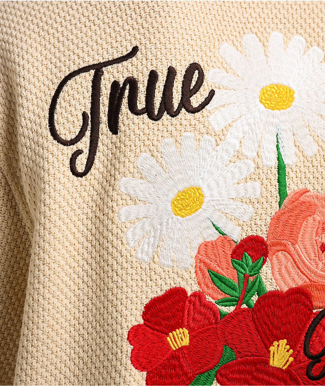 True Religion Blooms Knit Bleached Sand Camp Shirt
