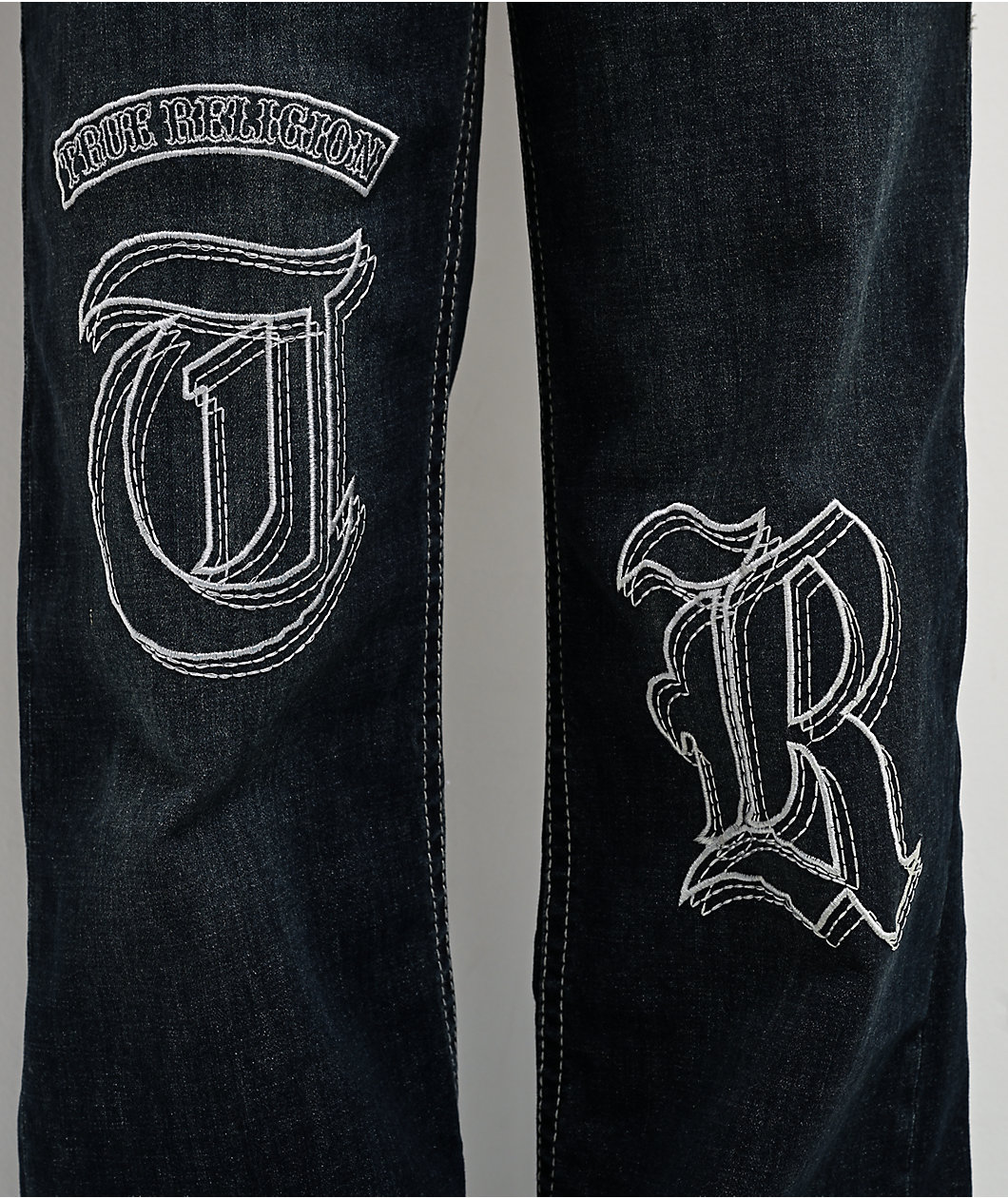 True Religion Bobbi Big T Mid Rise Ice Meadow Blue Wash Baggy Jeans