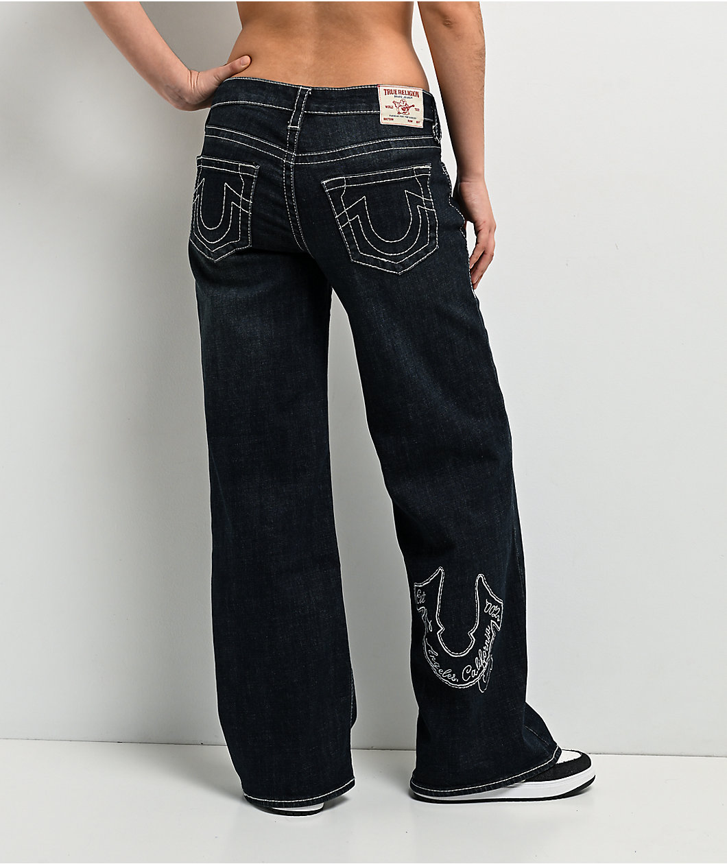 True Religion Bobbi Big T Mid Rise Ice Meadow Blue Wash Baggy Jeans