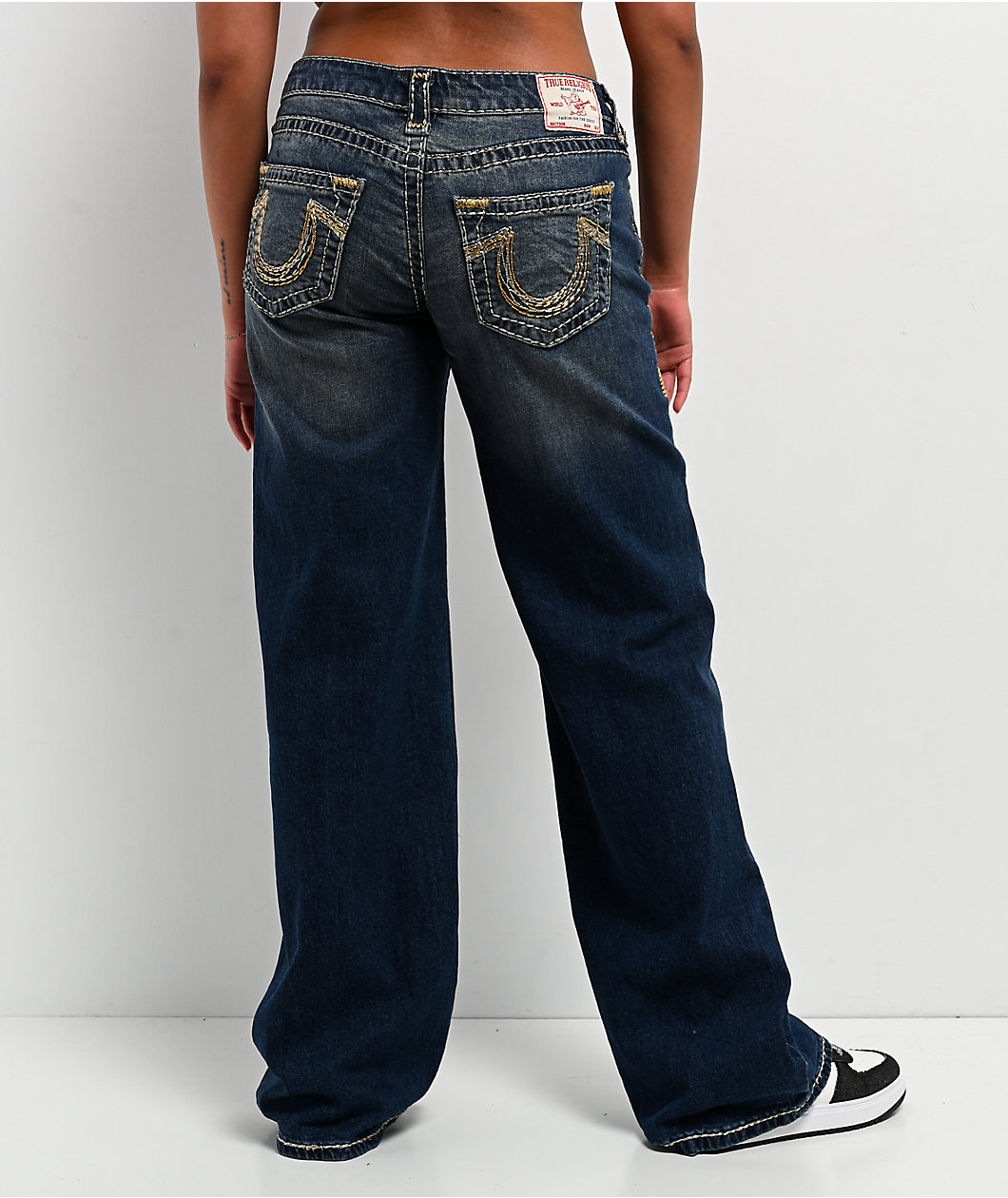 True Religion Bobbi Sparkle Glow Low Rise Super T Blue Baggy Jeans