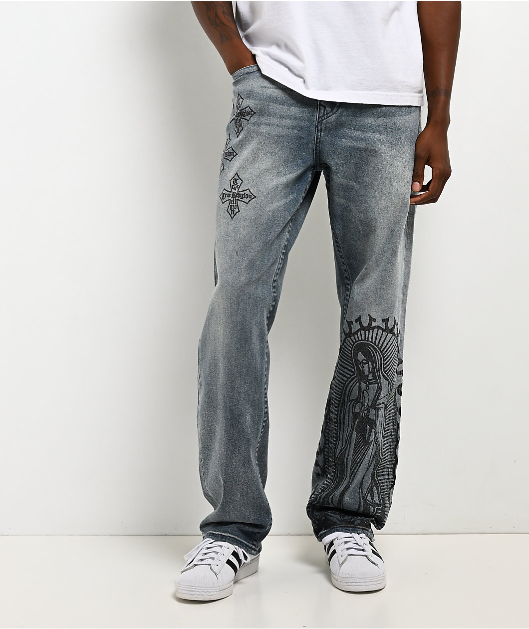 True Religion Bobby Flap Guadalupe Blue Wash Baggy Jeans
