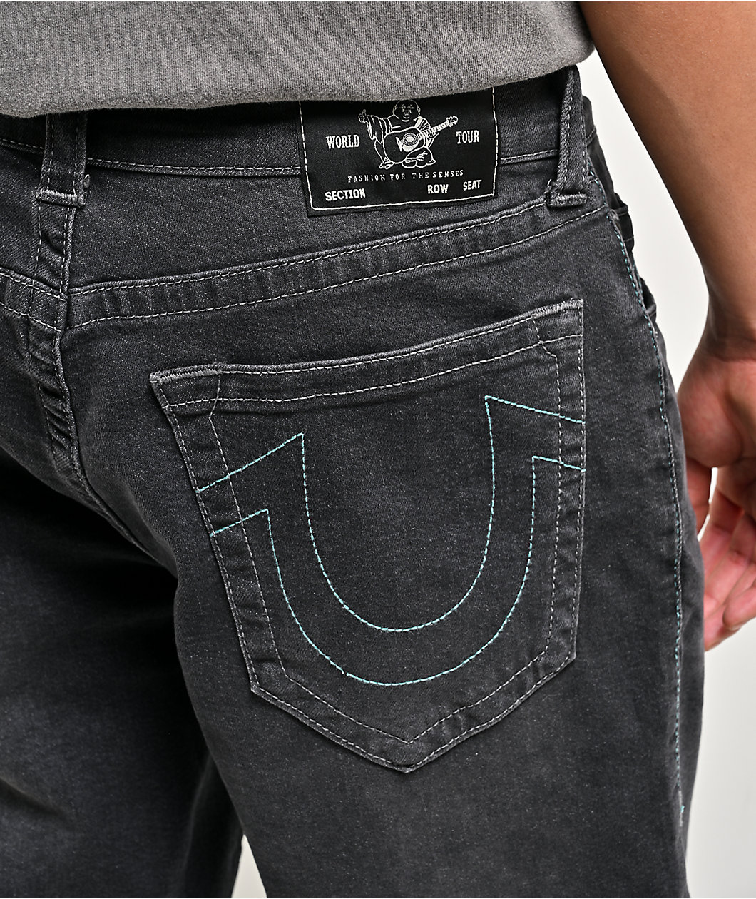 True Religion Bobby Smog Overdye Black Wash Baggy Shorts